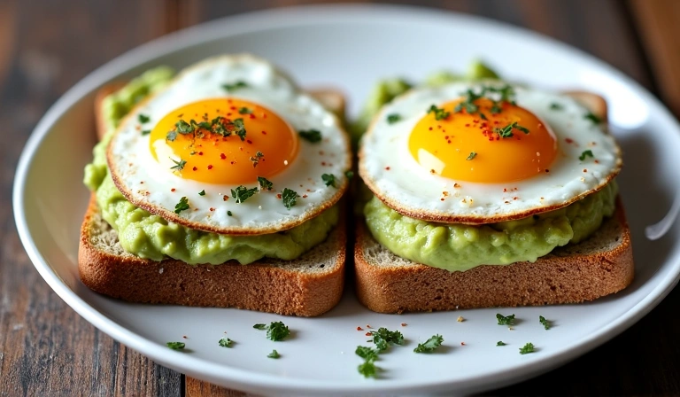 Tostadas integrales con aguacate y huevo